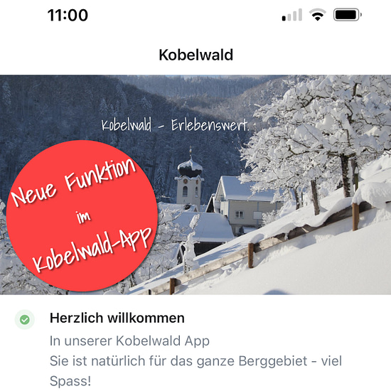 Neue Funktion im Kobelwald App: News der Gemeinde, Bauanzeigen, Handänderungen, Zivilstandsänderungen